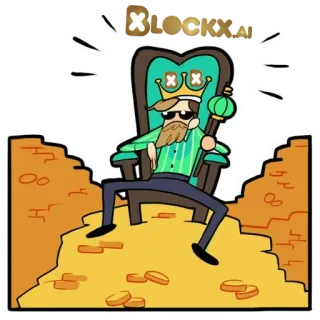 🤴 b701f930 XLOCKXX.AI 国王, 王座, 宝藏, 黄金, 皇冠, 卡通 telegram sticker