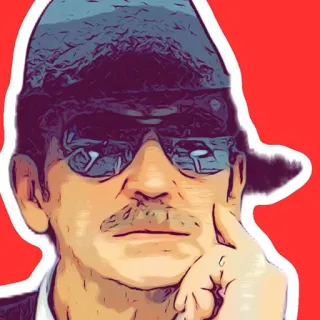 😱 7821e72b mężczyzna, kapelusz, okulary przeciwsłoneczne, portret, osoba, kreskówka telegram sticker