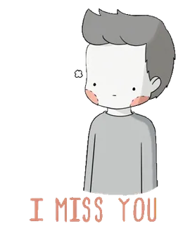 😔 32040e29 I MISS YOU saudade, você, triste, desenho animado, cinza, amor, relacionamento telegram sticker
