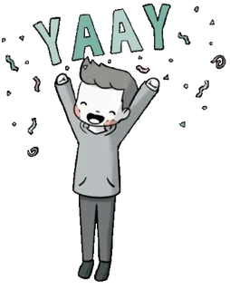 👏 815406f9 YAAY celebração, alegria, feliz, festa, desenho animado, confete telegram sticker