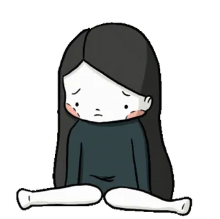 😞 ab7f5d50 triste, menina, desenho animado, solitário/a, deprimido/a, ilustração, emocional telegram sticker