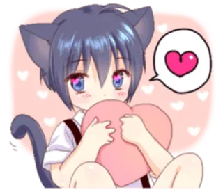 ❤️ b238d94e アニメ, 猫耳, 可愛い, ハート, かわいい, 漫画, ちび, 猫 telegram sticker