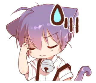 😓 09d65334 Аниме, Котомальчик, Кавайный, Грустный, Нервный, Стикер telegram sticker