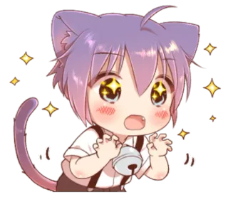 🤩 b442980b Аниме, Кот, Нэко, Кавайный, Милый, Блестки telegram sticker