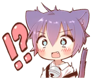 😱 e0ec214b !?! Аниме, Кот, Вопрос, Восклицание, Смущенный, Милый telegram sticker