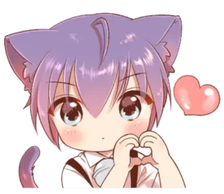❤️ e5acba3f Аниме, Кот, Сердце, Любовь, Каваи, Стикер telegram sticker