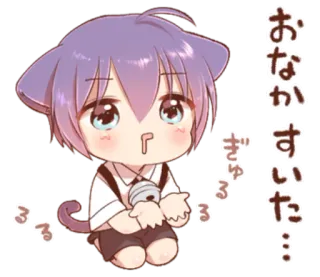 🤤 f27f1b13 おなかすいた... Аниме, Чиби, Кот, Голодный, Милый, Наклейка telegram sticker