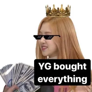 💰 031a7950 YG bought everything お金, サングラス, 王冠, yg, kpop telegram sticker