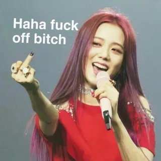 🖕 99cb2480 Jisoo Haha fuck off bitch 歌手, 中指, 攻撃的, 女性 telegram sticker