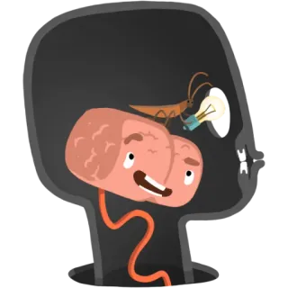 🪳 0cd2d764 Gehirn, Glühbirne, Idee, Cartoon, Denken, Kopf telegram sticker