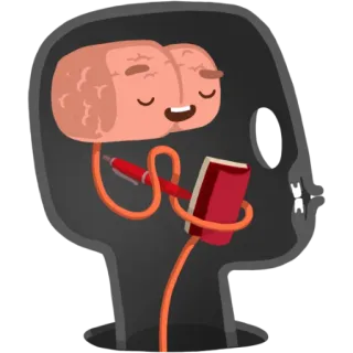 📓 f4c3f94a Gehirn, Denken, Schreiben, Stift, Buch, Bildung, Kopf, Cartoon telegram sticker