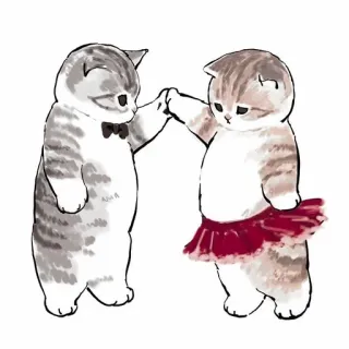 🥞 97832445 แมว, เต้น, ทักซิโด้, กระโปรงตูตู, น่ารัก, การ์ตูน telegram sticker