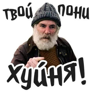 😡 f60add21 ТВОЙ ПОНИ ХУЙНЯ! ผู้ชาย, โกรธ, ชี้, รัสเซีย, สบถ telegram sticker
