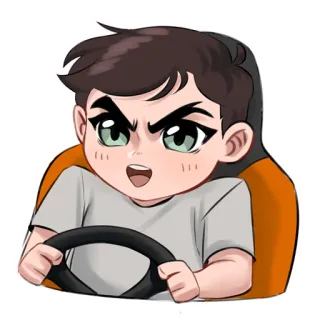 😡 855d19d3 Cartoon, Fahrer, Lenkrad, Charakter, Gaming telegram sticker