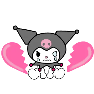 💔 93e5252f Kuromi คุโรมิ, ซานริโอ้, เศร้า, ร้องไห้, อนิเมะ, การ์ตูน, ตัวละคร telegram sticker