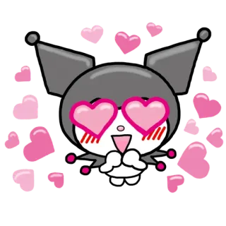 😻 c8f6c01f Kuromi คุโรมิ, ซานริโอ้, ตาเป็นรูปหัวใจ, น่ารัก, คาวาอิ, ความรัก, การ์ตูน, ตัวละคร telegram sticker