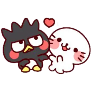 💘 dff9f1f6 Badtz-Maru แบทซ์มารุ, แมวน้ำ, คาวาอิ, น่ารัก, ซานริโอ้, หัวใจ, การ์ตูน telegram sticker