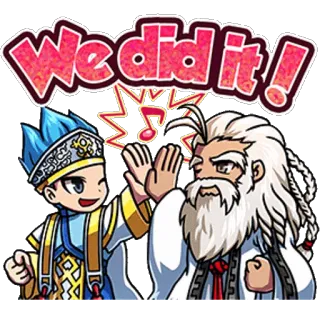 👬 8a8bf6bb We did it! 축하, 하이파이브, 성공, 성취, 승리, 만화 telegram sticker