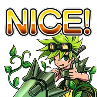 👬 b5ee8a69 NICE! 캐릭터, 스티커, 녹색 머리, 애니메이션 스타일, 좋아요, 엄지 척 telegram sticker