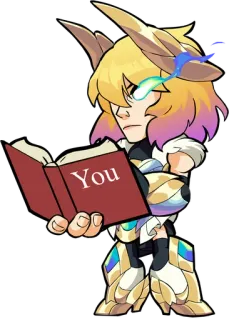 📖 3c9784a9 You hoạt hình, tóc vàng, sách, ảo mộng, nhân vật telegram sticker