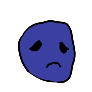 😞 13b0baf8 sedih, wajah, biru, emoji, kartun telegram sticker