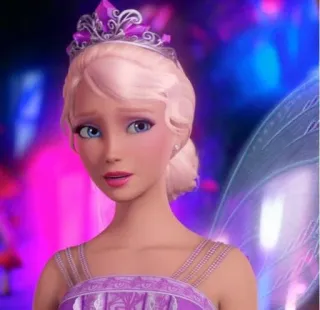 😒 77379af6 Barbie Barbie, peri, putri, mahkota, boneka, merah muda, fantasi telegram sticker
