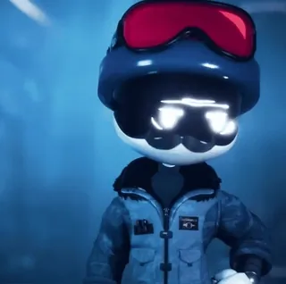 🚪 660bcdad キャラクター, 青, 眼鏡, ジャケット, ヘルメット telegram sticker