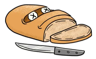 😵 6aaa48c1 brood, mes, eten, bakken, gesneden brood, sandwich, graan whatsapp sticker