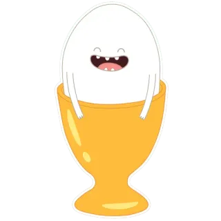 🤩 a4661c7a Egg яйцо, чашка, счастливый, белый, желтый, мультфильм telegram sticker