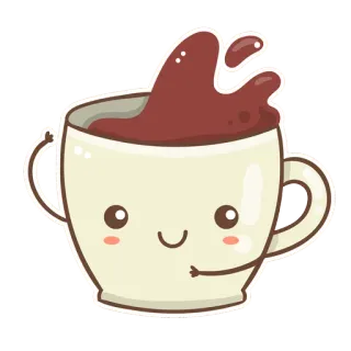🤩 e2814455 каваий, кофе, милый, напиток, чашка, эмодзи, мультфильм telegram sticker