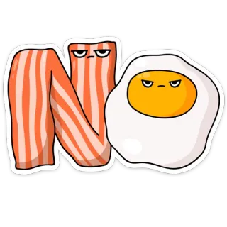 🙅‍♂️ 02ed2bea NO 음식, 아침, 베이컨, 계란, 만화, 웃긴, 표정 telegram sticker