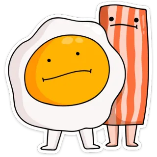 😐 0c2d9453 계란, 베이컨, 음식, 아침, 만화, 귀여운, 스티커 telegram sticker