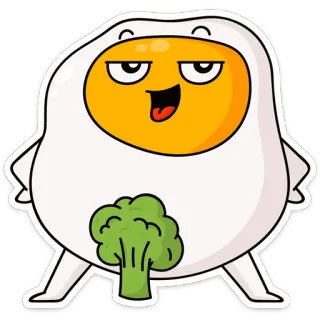 🥦 8296456f 계란, 브로콜리, 만화, 음식, 캐릭터, 유머 telegram sticker