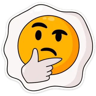 🤔 b5c4f6ed 계란, 이모지, 생각, 음식, 아침, 질문, 불확실 telegram sticker