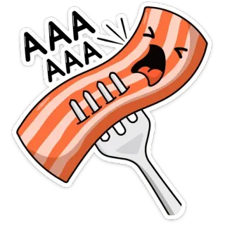 🙈 4552037f AAAAAAA bacon, fork, food, cartoon, meat, screaming, illustration, sticker telegram sticker