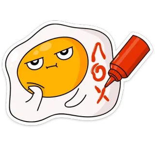 😐 5e60c599 NOx egg, ketchup, cartoon, food, angry, sticker telegram sticker