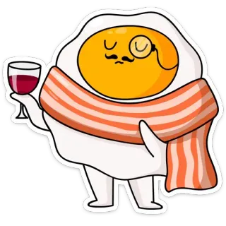 🍷 74c915ac egg, bacon, wine, monocle, cartoon, food telegram sticker