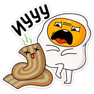 🤢 910dbf87 NYYY egg, bacon, cartoon, food, breakfast, funny telegram sticker