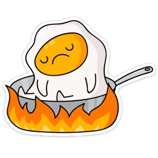 😫 fb84fcf8 egg, sad, pan, fire, cooking, breakfast, food telegram sticker