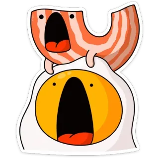 😱 fc78493e bacon, egg, breakfast, food, cartoon, funny, screaming telegram sticker