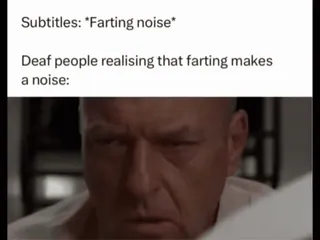 🌟 8db31046 Subtitles: *Farting noise*
Deaf people realising that farting makes
a noise: Meme, Kentut, Tuli, Lucu, Humor telegram sticker