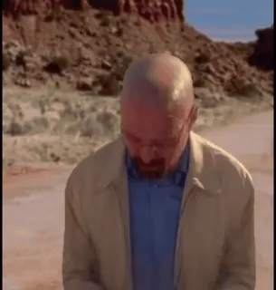 🌟 de9c4409 Walter White Breaking Bad Walter White, Breaking Bad, AMC, Heisenberg, Bryan Cranston, pria botak, gurun, karakter telegram sticker