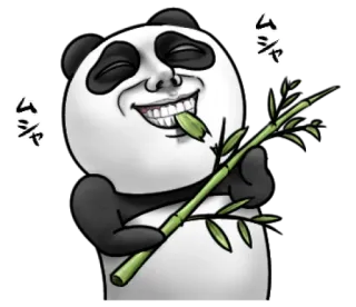 🥦 dee14f1e ムシャ 팬더, 만화, 동물, 먹는, 대나무, 웃긴 telegram sticker