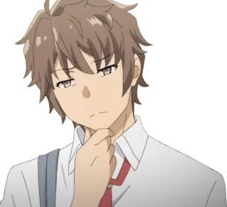 🤔 9fcedac0 Sakuta Azusagawa Rascal Does Not Dream of Bunny Girl Senpai Anime, Nhân vật, Sakuta Azusagawa, Suy nghĩ, Biểu cảm, Đồng phục học sinh telegram sticker