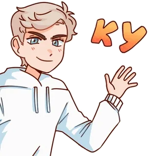 👋 e66bc536 ky saludo, dibujo animado, persona, personaje, saludo con la mano, gesto de mano telegram sticker