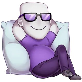 😎 172cca72 Cartone animato, Personaggio, Occhiali, Relax, Viola, Casual telegram sticker