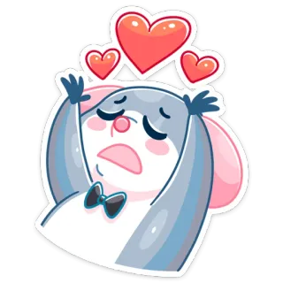 ❤️ 073628ca мультфильм, мышь, сердечки, любовь, нежность, милый, стикер whatsapp sticker