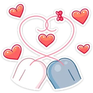 ❤️ 989caebc сердечки, любовь, романтика, день святого валентина, каваий, милый, мультфильм whatsapp sticker