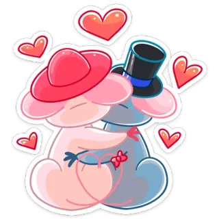 🤗 af7b6672 любовь, сердца, пара, мультфильм, объятие, милый whatsapp sticker