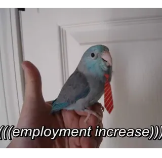 🤓 6fbb6a39 (((employment increase))) perroquet, oiseau, cravate, emploi, augmentation, finance telegram sticker